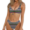 Colorful Leopard Navajo Tribal Print Front Bow Tie Bikini
