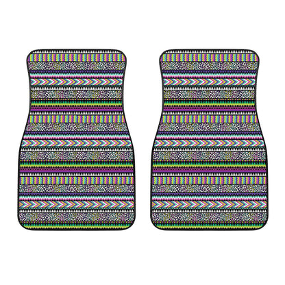 Colorful Leopard Navajo Tribal Print Front Car Floor Mats