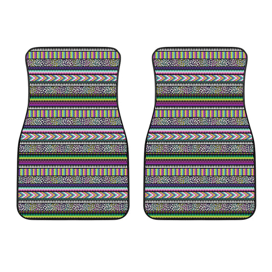 Colorful Leopard Navajo Tribal Print Front Car Floor Mats