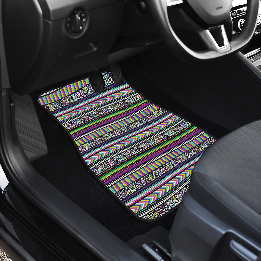 Colorful Leopard Navajo Tribal Print Front Car Floor Mats