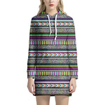 Colorful Leopard Navajo Tribal Print Hoodie Dress