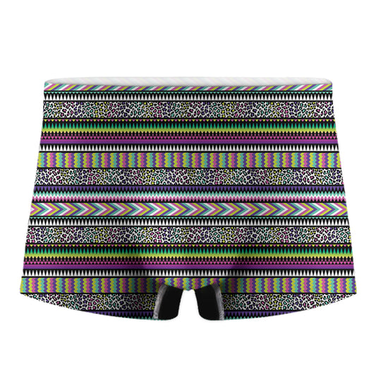 Colorful Leopard Navajo Tribal Print Men's Boxer Briefs