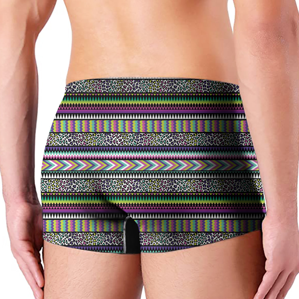 Colorful Leopard Navajo Tribal Print Men's Boxer Briefs