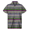 Colorful Leopard Navajo Tribal Print Men's Short Sleeve Shirt