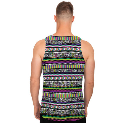 Colorful Leopard Navajo Tribal Print Men's Tank Top