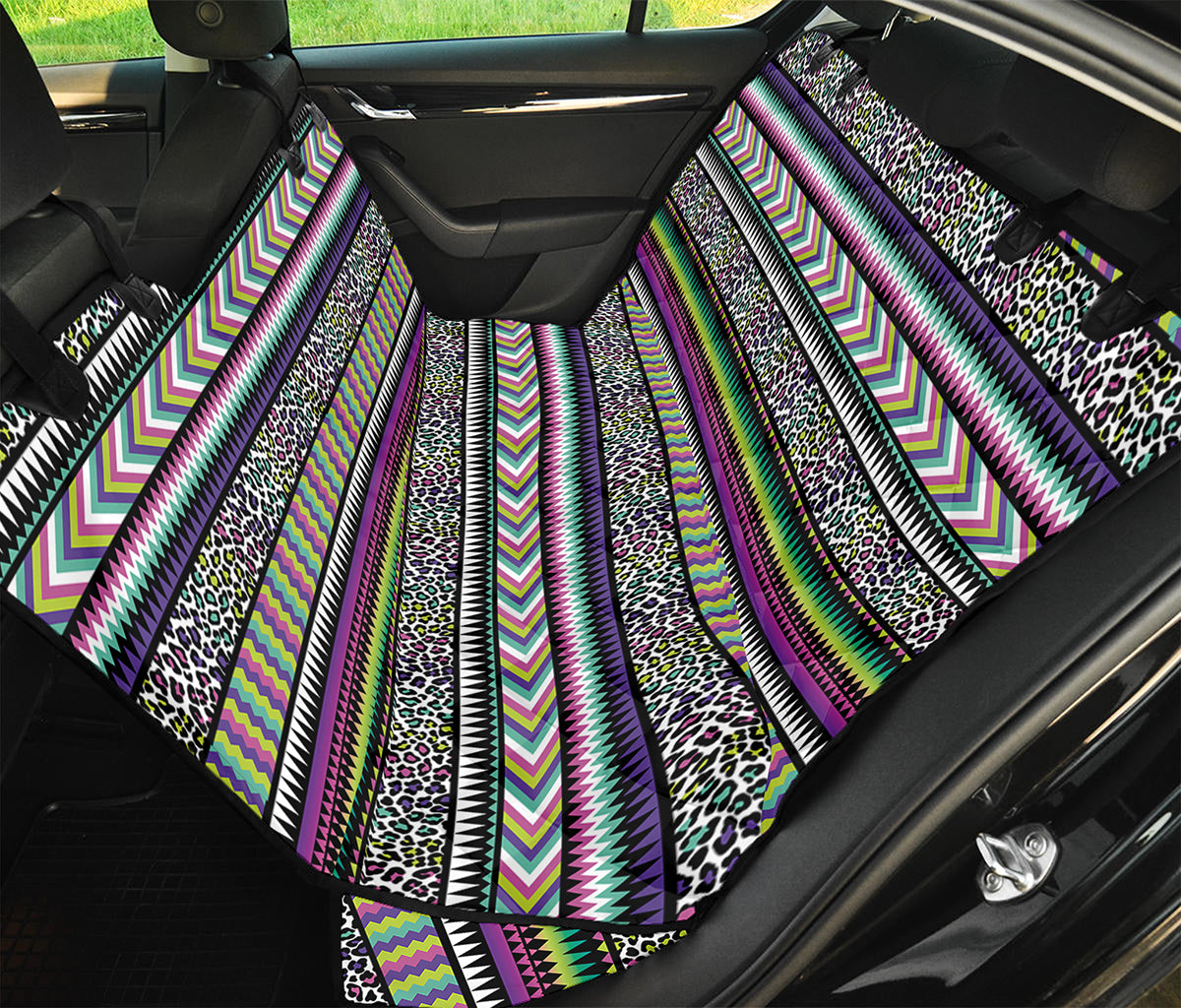 Colorful Leopard Navajo Tribal Print Pet Car Back Seat Cover