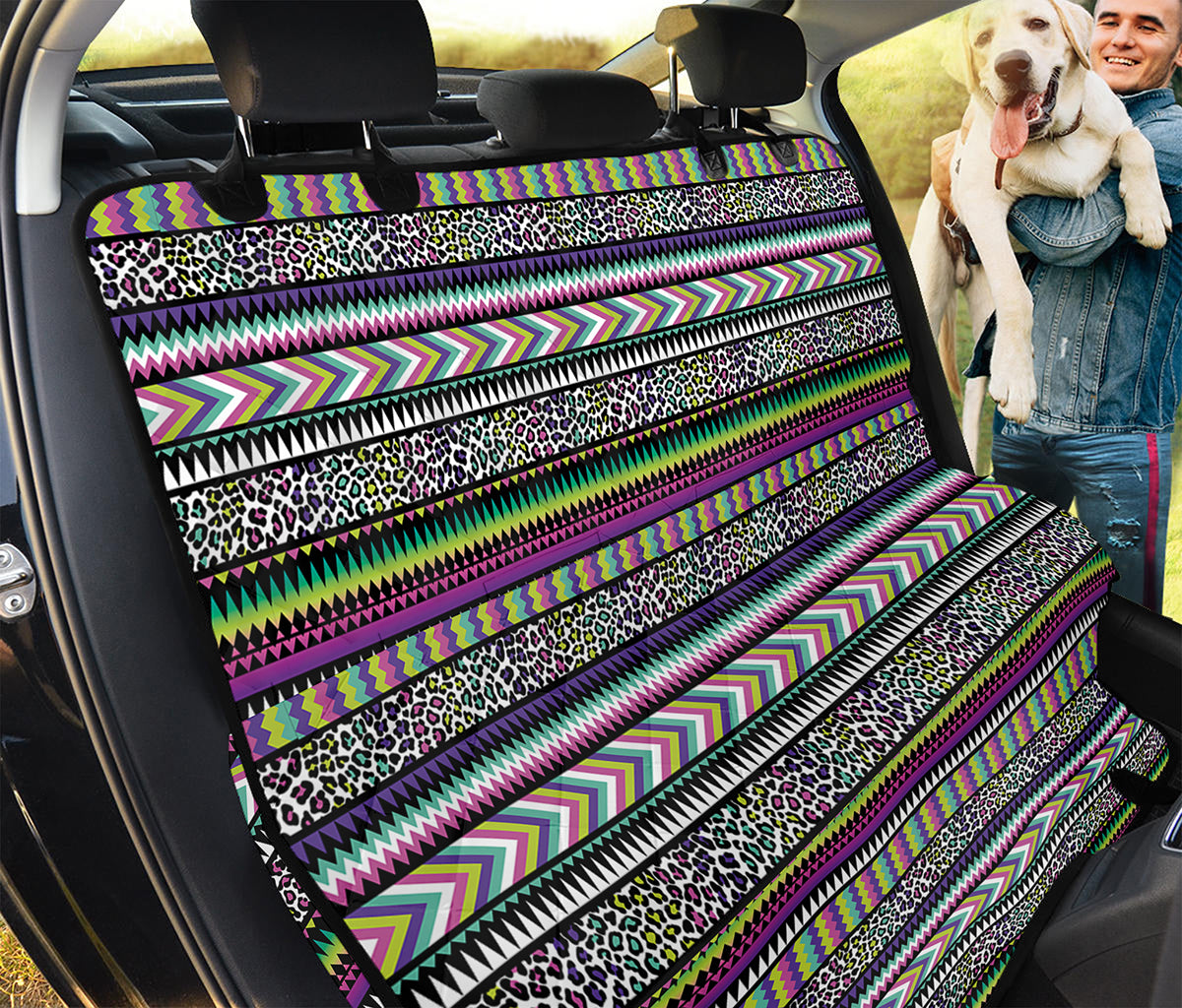 Colorful Leopard Navajo Tribal Print Pet Car Back Seat Cover