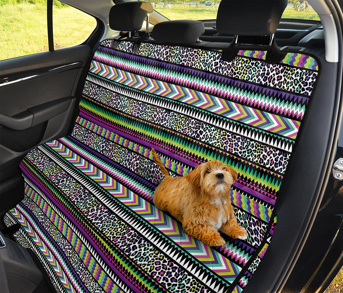 Colorful Leopard Navajo Tribal Print Pet Car Back Seat Cover