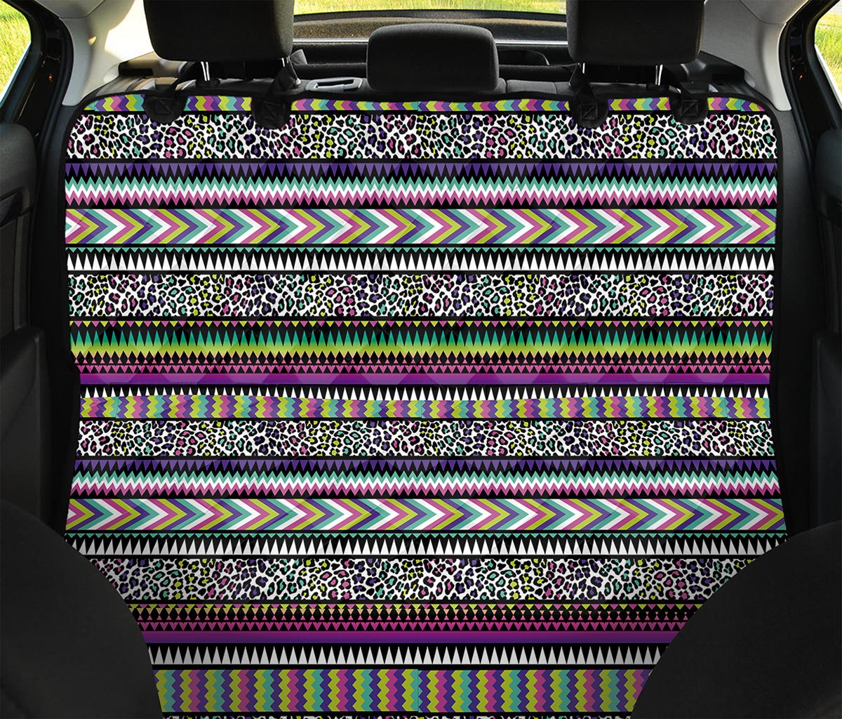 Colorful Leopard Navajo Tribal Print Pet Car Back Seat Cover