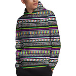 Colorful Leopard Navajo Tribal Print Pullover Hoodie