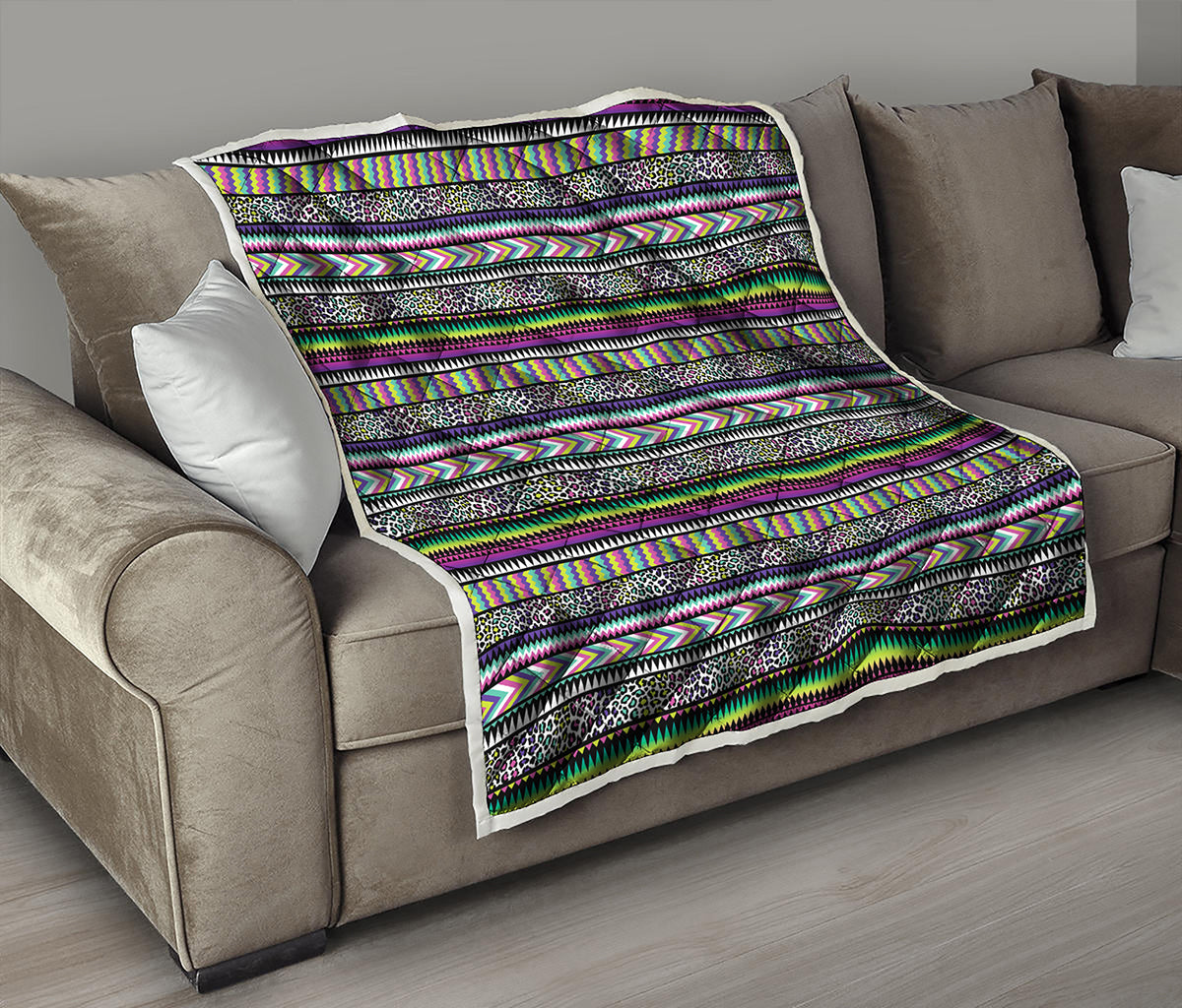Colorful Leopard Navajo Tribal Print Quilt