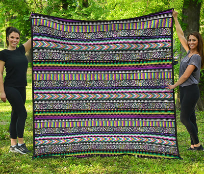 Colorful Leopard Navajo Tribal Print Quilt