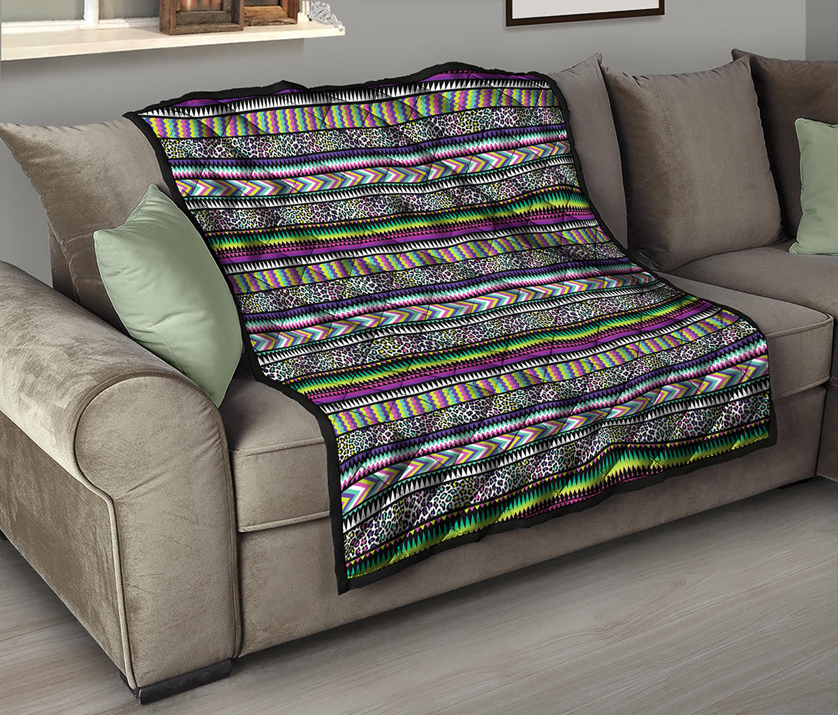 Colorful Leopard Navajo Tribal Print Quilt
