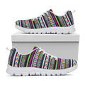 Colorful Leopard Navajo Tribal Print White Running Shoes