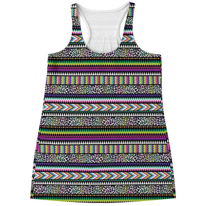 Colorful Leopard Navajo Tribal Print Women's Racerback Tank Top