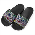 Colorful Leopard Print Black Slide Sandals
