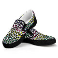 Colorful Leopard Print Black Slip On Sneakers