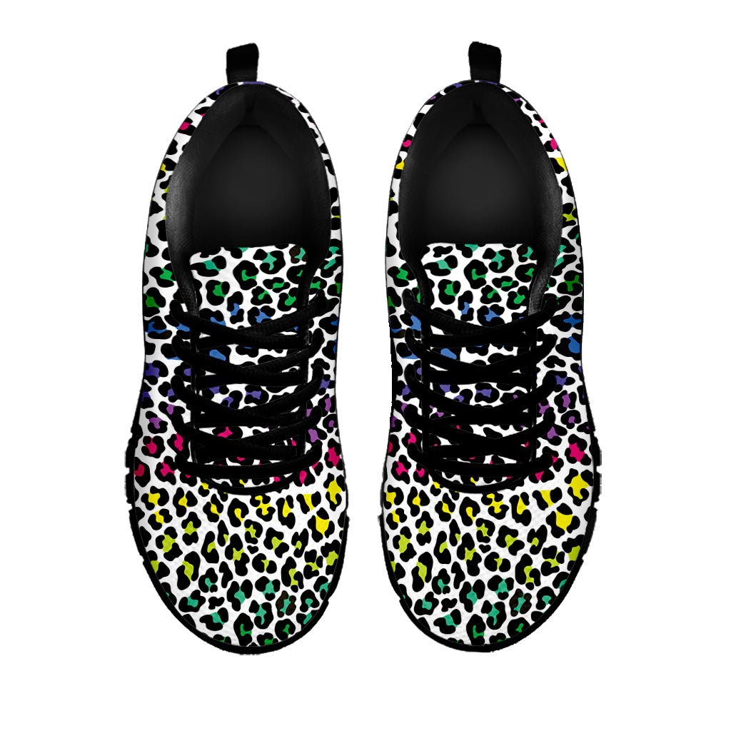 Colorful Leopard Print Black Sneakers