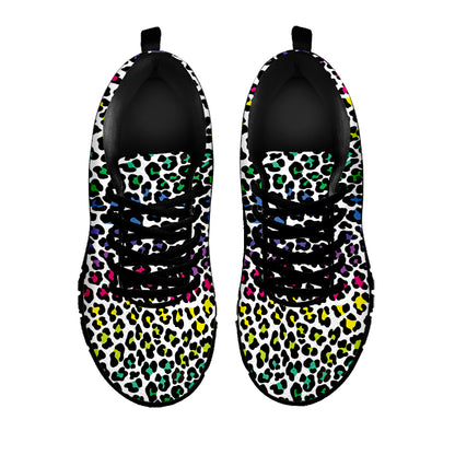 Colorful Leopard Print Black Sneakers