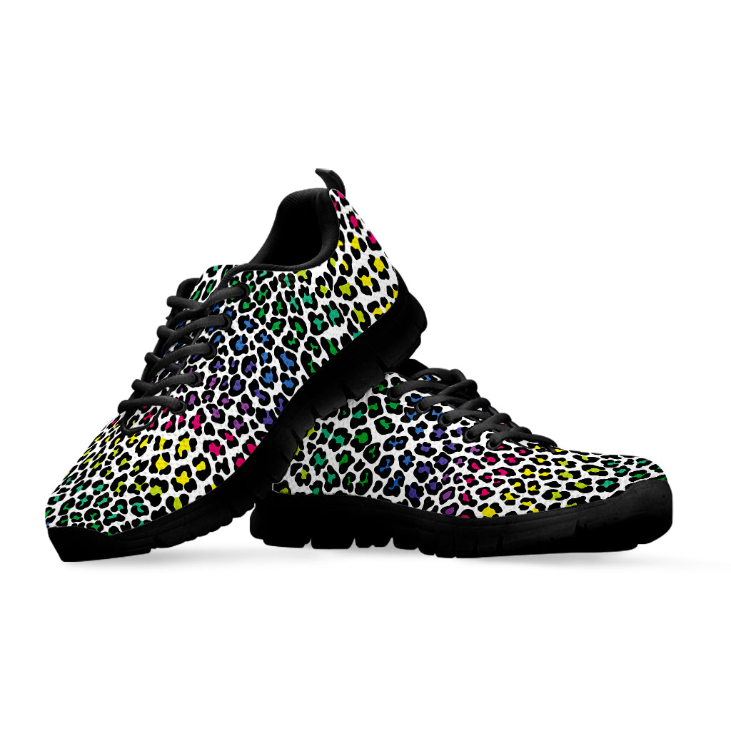 Colorful Leopard Print Black Sneakers