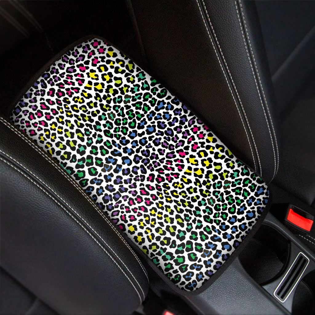 Colorful Leopard Print Car Center Console Cover