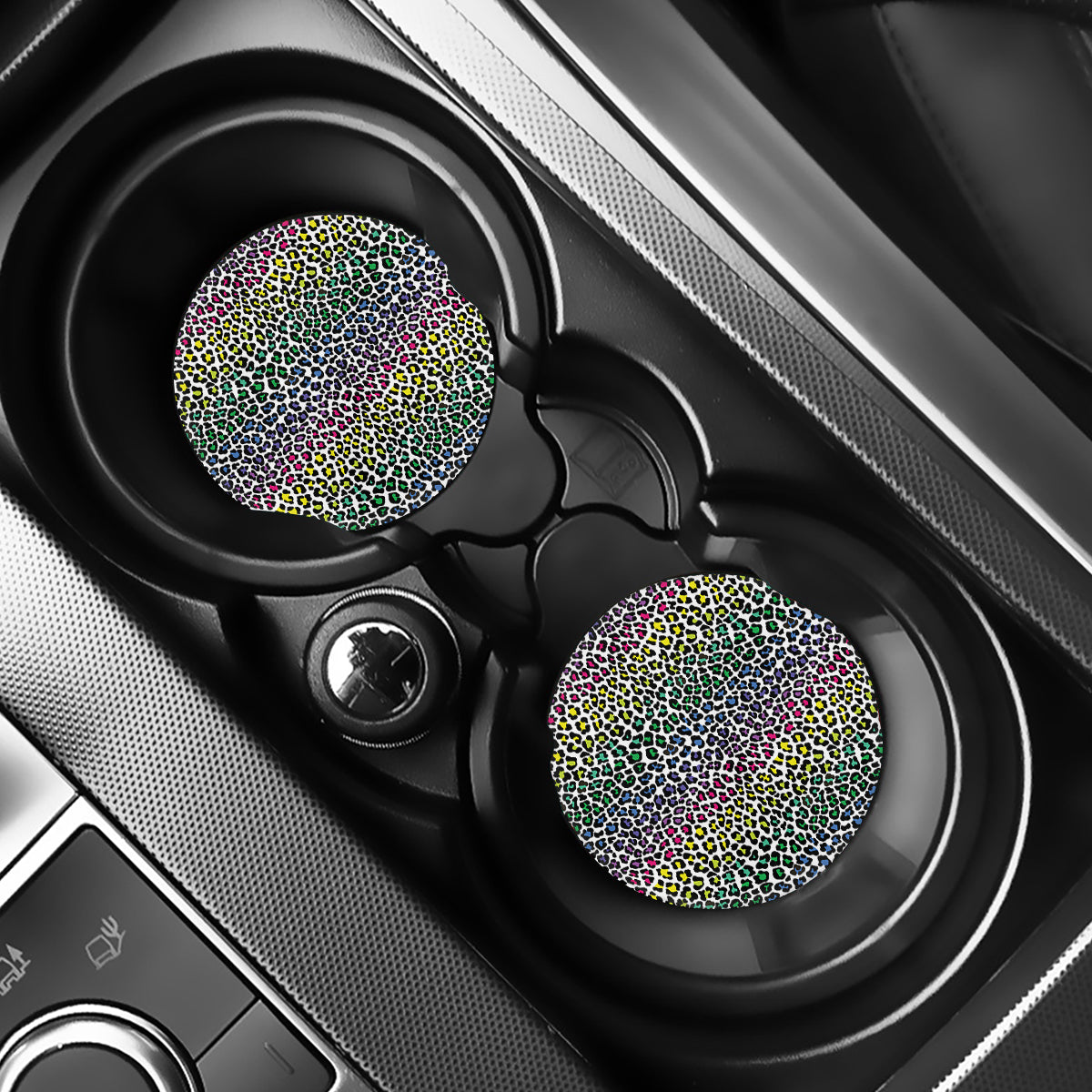 Colorful Leopard Print Car Coasters