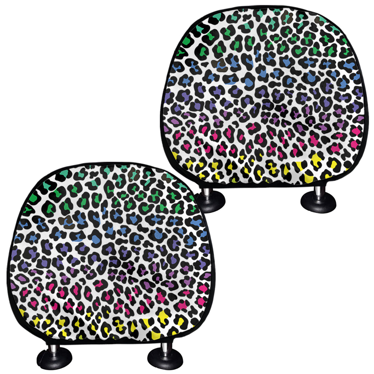 Colorful Leopard Print Car Headrest Covers