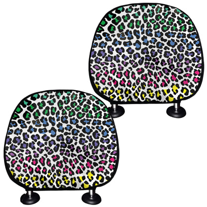 Colorful Leopard Print Car Headrest Covers