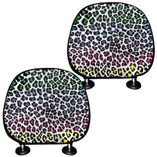 Colorful Leopard Print Car Headrest Covers