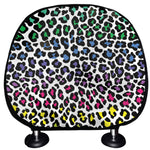 Colorful Leopard Print Car Headrest Covers