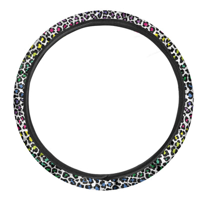 Colorful Leopard Print Car Steering Wheel Cover