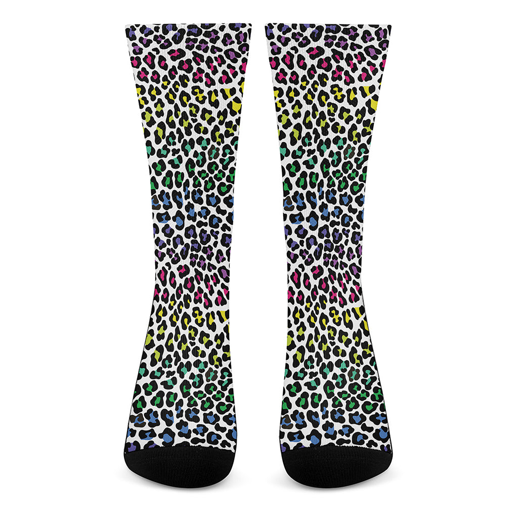 Colorful Leopard Print Crew Socks