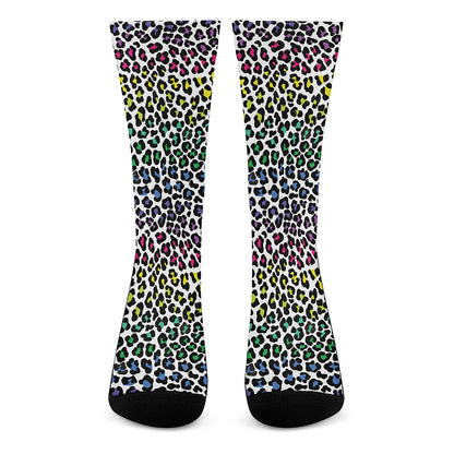 Colorful Leopard Print Crew Socks