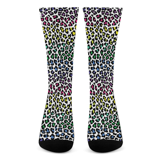 Colorful Leopard Print Crew Socks