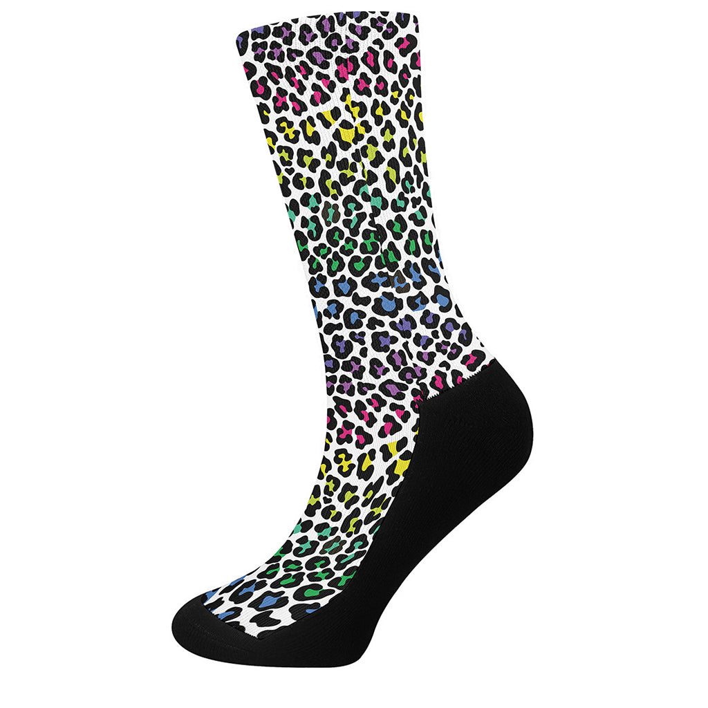 Colorful Leopard Print Crew Socks