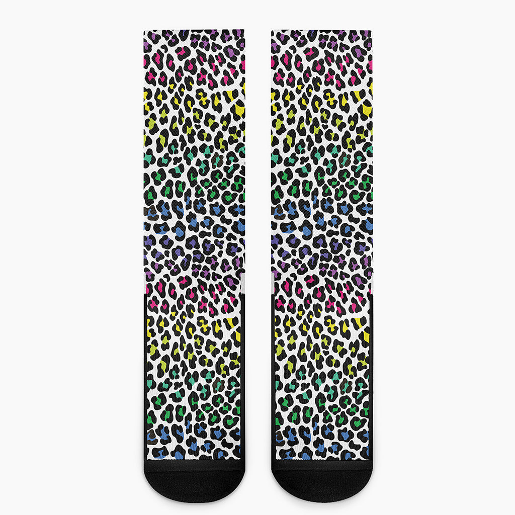 Colorful Leopard Print Crew Socks