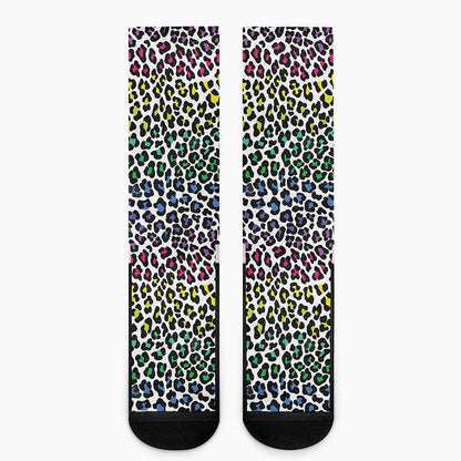 Colorful Leopard Print Crew Socks