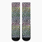 Colorful Leopard Print Crew Socks