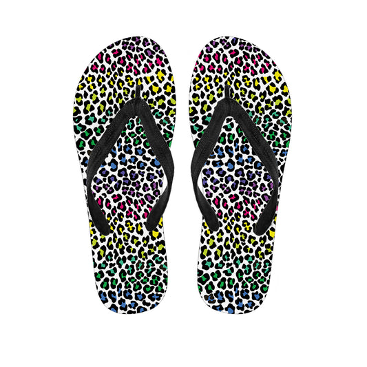 Colorful Leopard Print Flip Flops