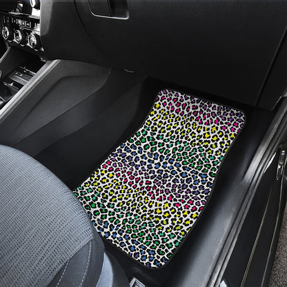 Colorful Leopard Print Front and Back Car Floor Mats