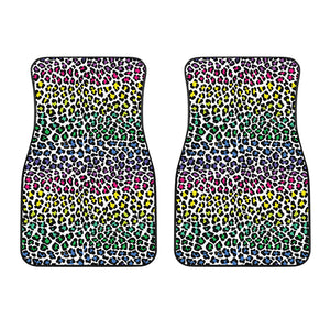 Colorful Leopard Print Front Car Floor Mats