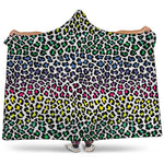 Colorful Leopard Print Hooded Blanket