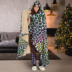 Colorful Leopard Print Hooded Blanket