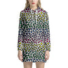 Colorful Leopard Print Hoodie Dress
