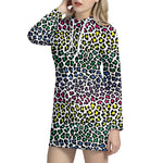 Colorful Leopard Print Hoodie Dress