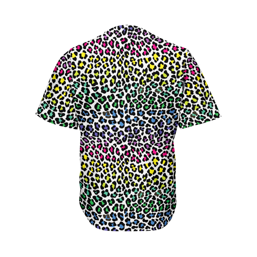Colorful Leopard Print Men's Baseball Jersey