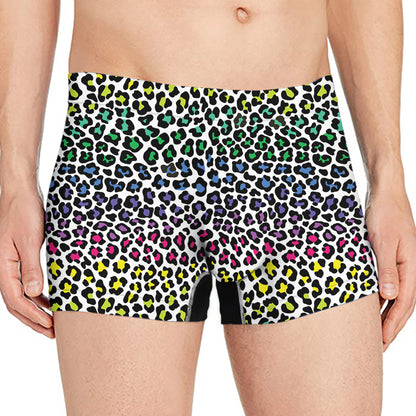 Colorful Leopard Print Men's Boxer Briefs