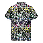 Colorful Leopard Print Men's Short Sleeve Shirt