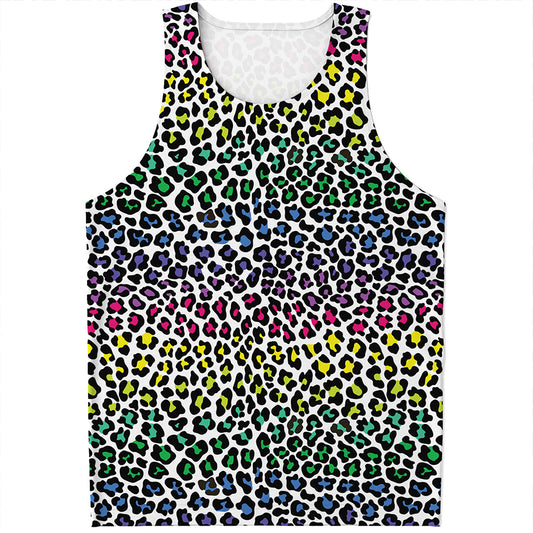Colorful Leopard Print Men's Tank Top