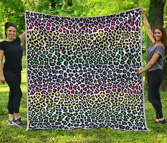 Colorful Leopard Print Quilt